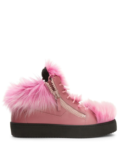 Shop Giuseppe Zanotti Marlena Winter Mid-top Sneakers In Pink