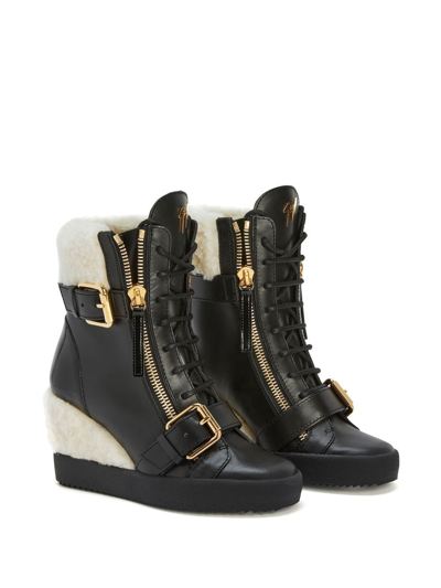 Shop Giuseppe Zanotti Aitana 75mm Wedge Boots In Black