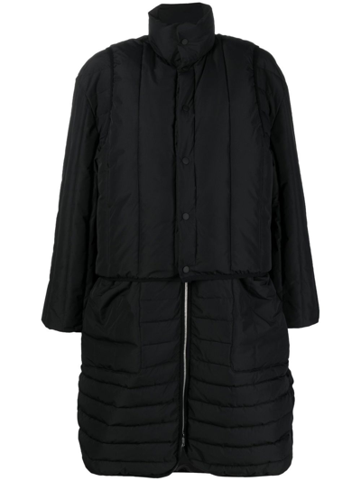 Shop Henrik Vibskov Padded Collarless Coat In Black