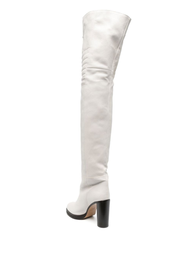 Shop Isabel Marant Laelle Thigh-high 105mm Boots In White