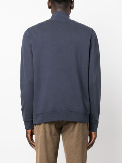 Shop Sunspel Half-zip Front Sweatshirt In Blue