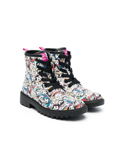 Geox Casey Graphic-print Ankle Boots In White