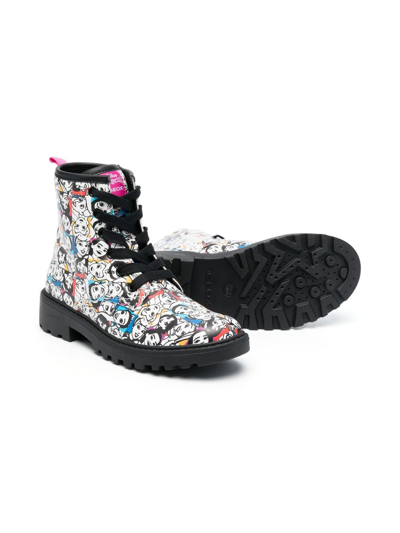 Geox Casey Graphic-print Ankle Boots In White