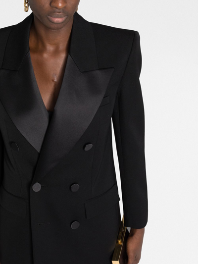 Shop Saint Laurent Double-breasted Blazer In Black
