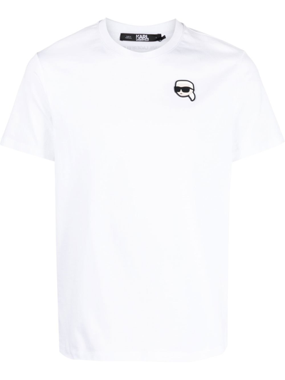 Shop Karl Lagerfeld Ikonik Appliqué-detail T-shirt In White