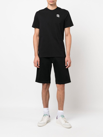 Shop Karl Lagerfeld Ikonik Appliqué-detail T-shirt In Black