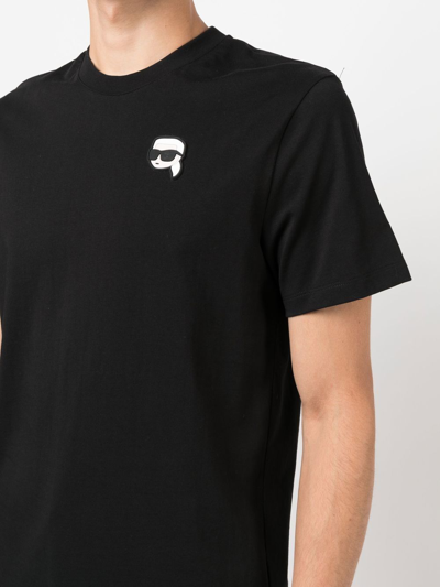 Shop Karl Lagerfeld Ikonik Appliqué-detail T-shirt In Black