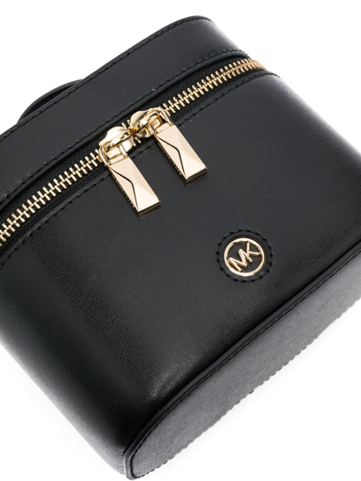Shop Michael Kors Logo-plaque Leather Crossbody Bag In Black