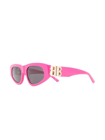 Shop Balenciaga Logo-plaque Cat-eye Sunglasses In Pink