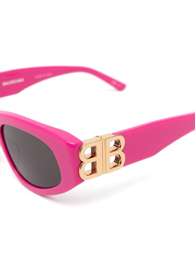 Shop Balenciaga Logo-plaque Cat-eye Sunglasses In Pink