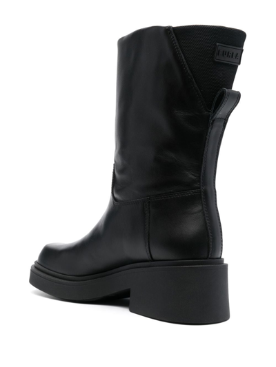 Shop Furla Attitude Leather Mid-calf Boots In Black