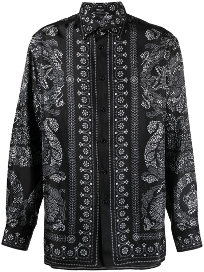 Shop Versace Trompe L'oeil Print Shirt In Black