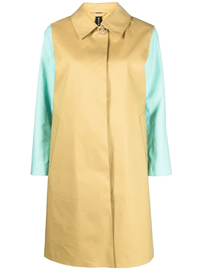 Shop Mackintosh Colour-block Cotton Coat In Yellow