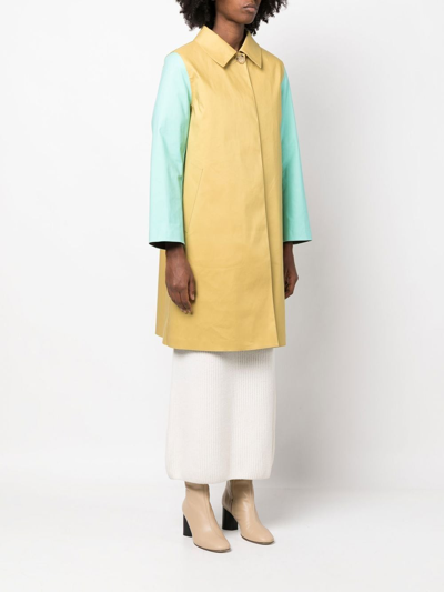 Shop Mackintosh Colour-block Cotton Coat In Yellow