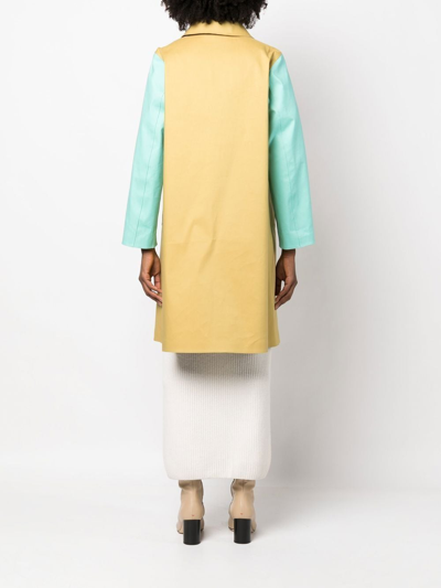 Shop Mackintosh Colour-block Cotton Coat In Yellow