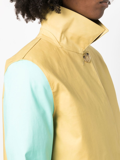 Shop Mackintosh Colour-block Cotton Coat In Yellow