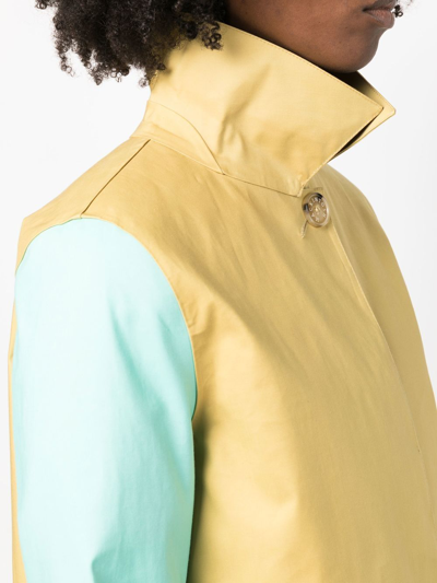 Mackintosh Colour-block Cotton Coat In Yellow