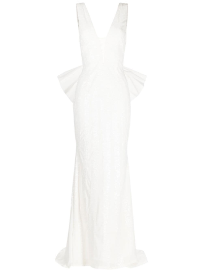 Shop Rebecca Vallance Davina Bow-detail Gown In White
