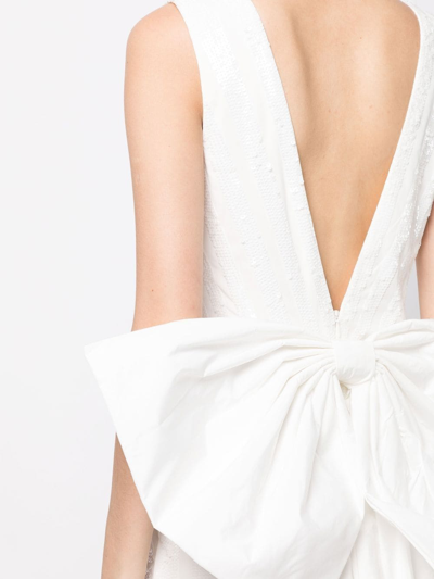 Rebecca Vallance Davina Striped Sequin Bow Gown In White