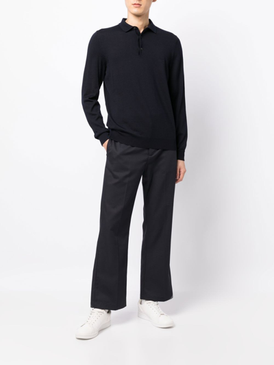 Hugo Boss Virgin Wool Polo Shirt In Blue