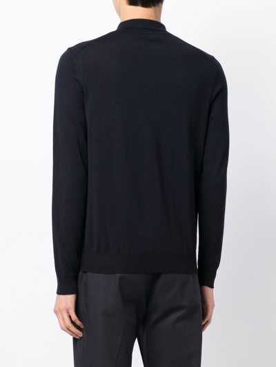 Hugo Boss Virgin Wool Polo Shirt In Blue