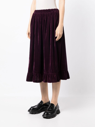 Shop Comme Des Garcons Girl Velvet-effect Midi Skirt In Purple