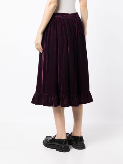Shop Comme Des Garcons Girl Velvet-effect Midi Skirt In Purple