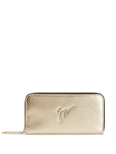 Shop Giuseppe Zanotti Charlotte Zip-fastening Wallet In Gold