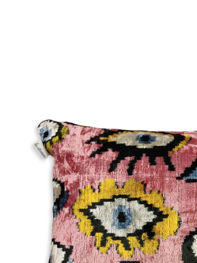 Les-ottomans Eye-motif Velvet Cushion In Pink