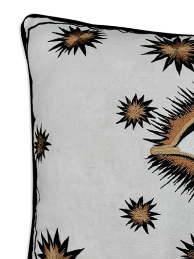Les-ottomans Eye-motif Embroidered Cushion In Grey
