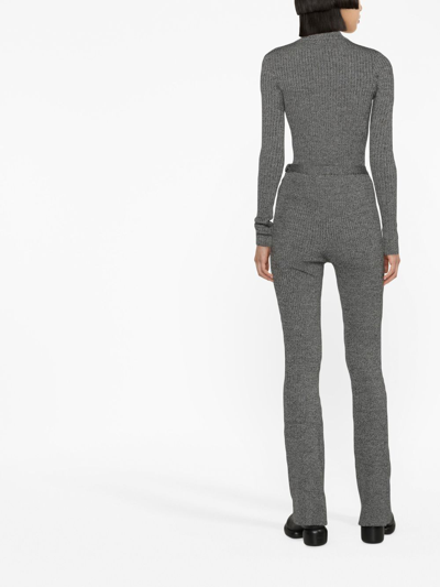 Shop Courrèges Flared Knitted Trousers In Grey