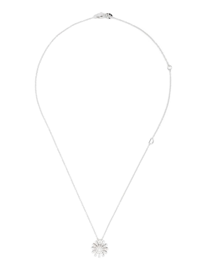 Shop Damiani 18kt White Gold Margherita Diamond Necklace In Silver