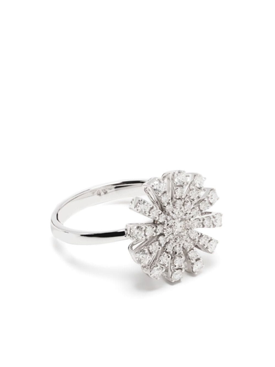 Shop Damiani 18kt White Gold Margherita Diamond Ring In Silver