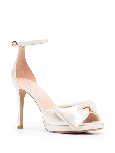 Shop Kate Spade Bow-detail Satin Sandals In Neutrals