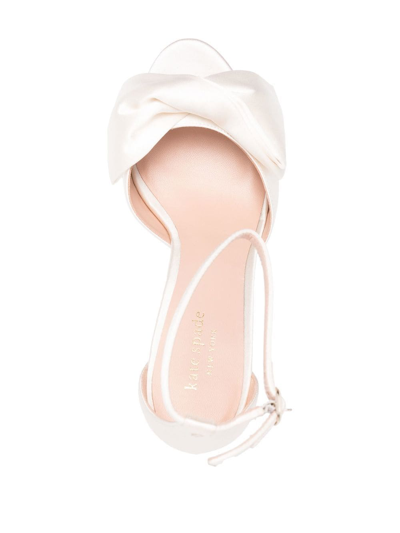 Shop Kate Spade Bow-detail Satin Sandals In Neutrals