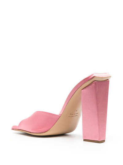 Shop Gia Borghini Rosie Satin 125mm Mules In Pink