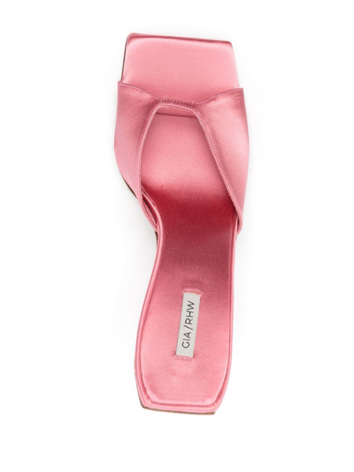 Shop Gia Borghini Rosie Satin 125mm Mules In Pink