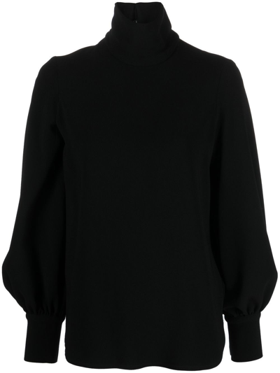 Shop Alberto Biani High-neck Balloon-sleeve Top In Black