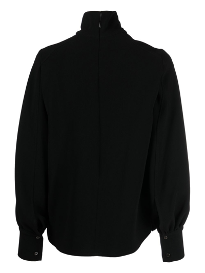 Shop Alberto Biani High-neck Balloon-sleeve Top In Black