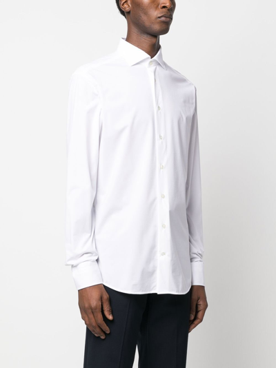 Traiano Milano Long-sleeve Stretch Shirt In White