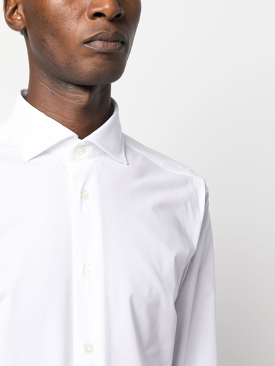 Traiano Milano Long-sleeve Stretch Shirt In White