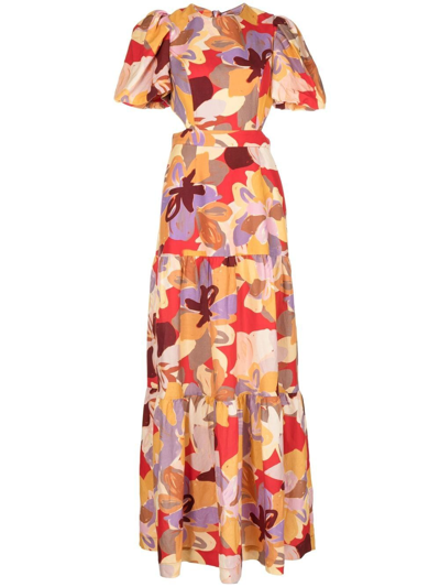 Shop Rebecca Vallance Santiago Patterned Maxi Dress In Red