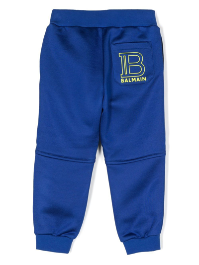 Balmain Ribbed-panel Joggers In Blue
