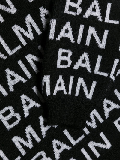 Balmain Logo-intarsia Jumper In Black