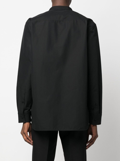 Shop Jil Sander Band-collar Cotton Shirt In Black