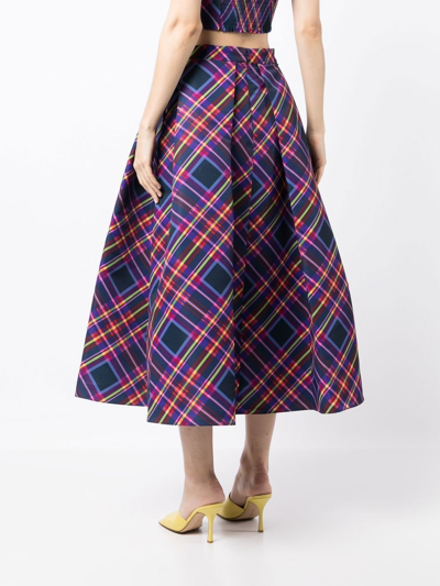 Shop Sachin & Babi Plaid-print A-line Midi Skirt In Purple
