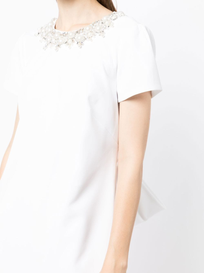 Shop Sachin & Babi Petra Pearl-embellished Neckline Gown In White