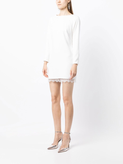 Shop Sachin & Babi Lace-trim Long-sleeve Shift Dress In White