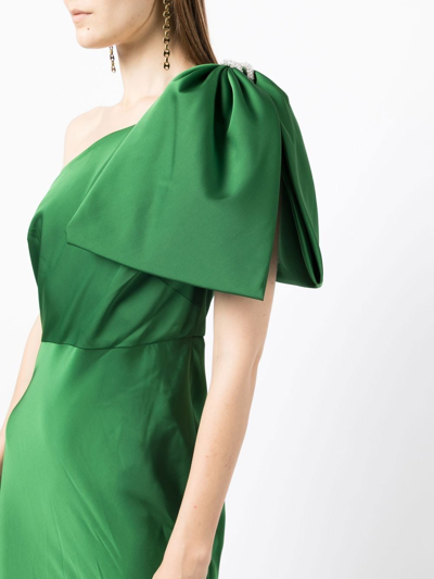 Sachin & Babi Aubrey One-shoulder Satin Charmeuse Gown In Green
