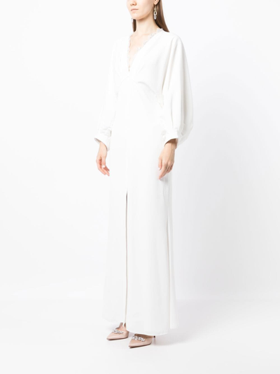 Sachin & Babi Gabby V-neck Lace Gown In White